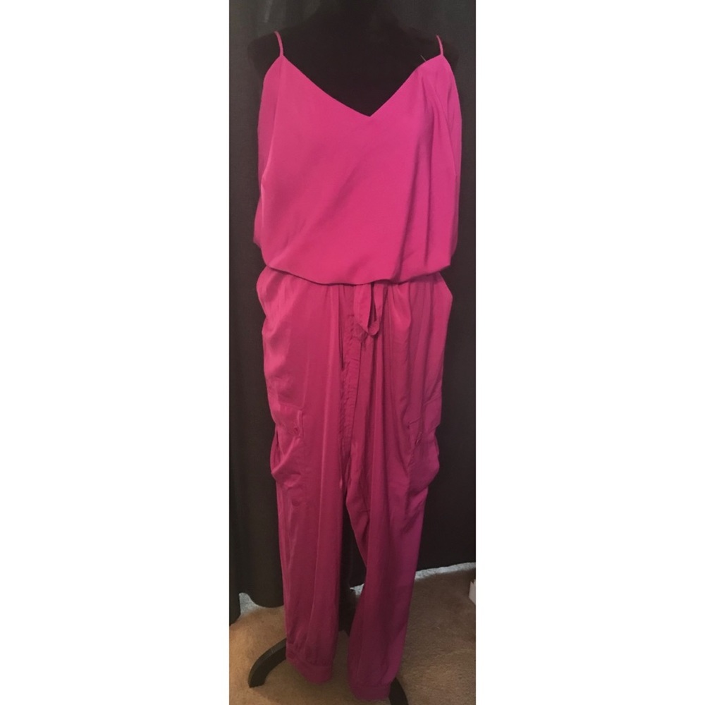 NEW RALPH LAUREN Spaghetti Strap Jumpsuit Fuchsia